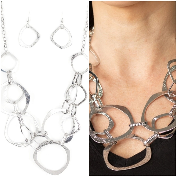 SALVAGE YARD SILVER NECKLACE/EARRING SET